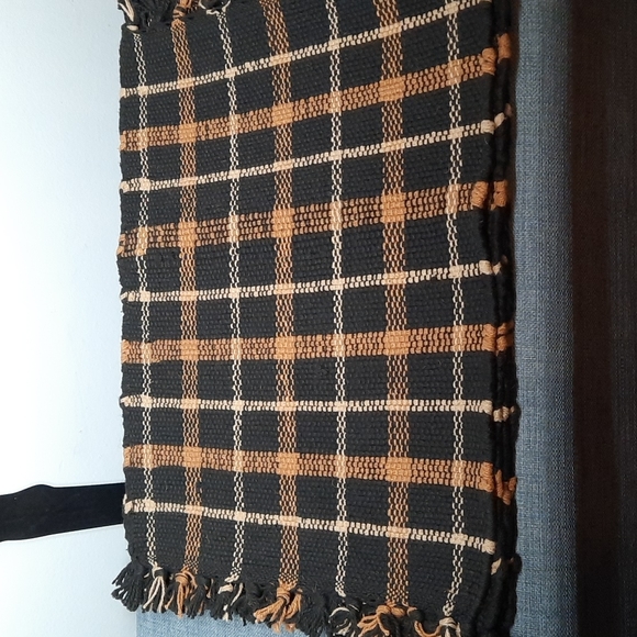 Set 4 Placemats Tablemat Woven Cotton Black Cream Tan 12" x 18" Washable - Picture 2 of 5